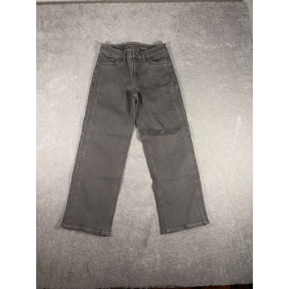 American Eagle Jeans Womens 4 Gray Stovepipe High Rise Straight Leg Stretch